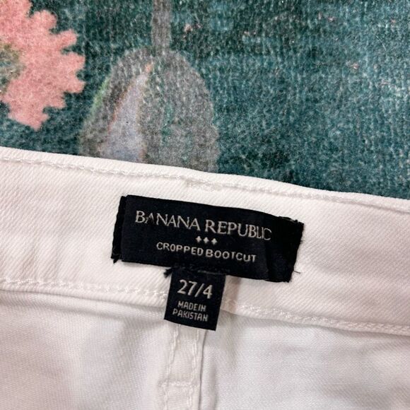 Banana Republic Jeans Womens Size 27 White Cropped Bootcut Button Fly High Rise - Picture 4 of 13